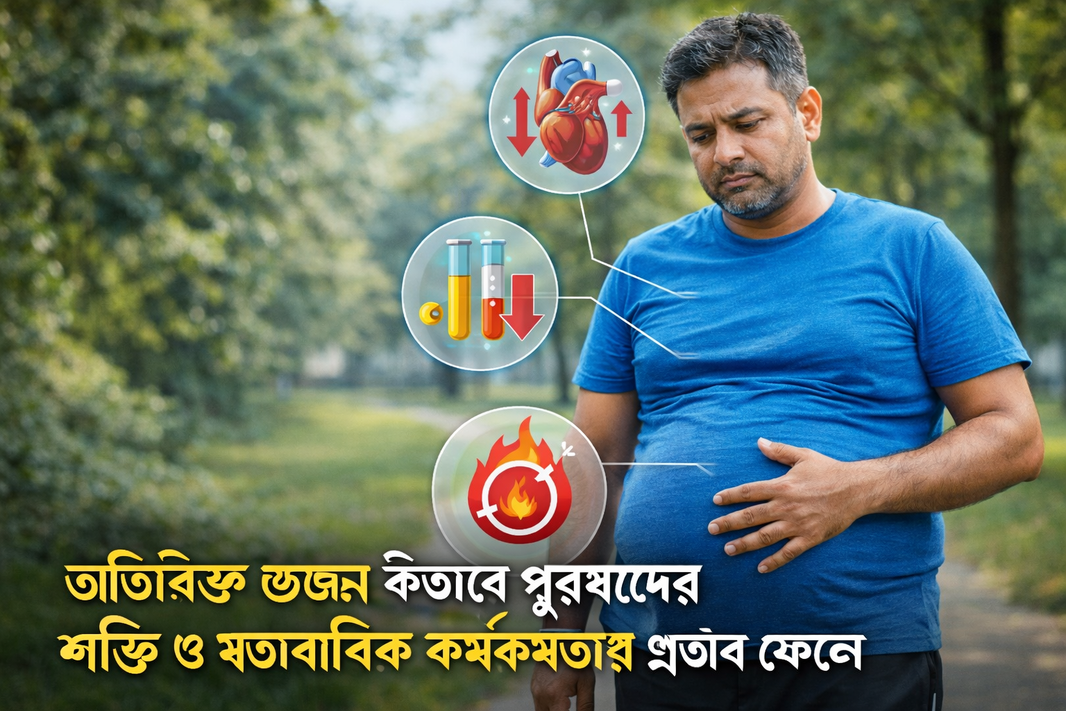 Bangladeshi man overweight health concept