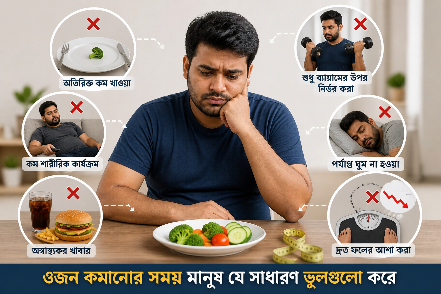 Bangladeshi man weight loss mistakes concept